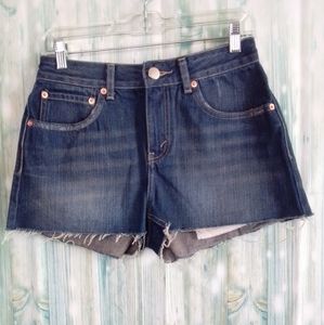 ASOS Denim jean cut off shorts dark wash high rise size 2